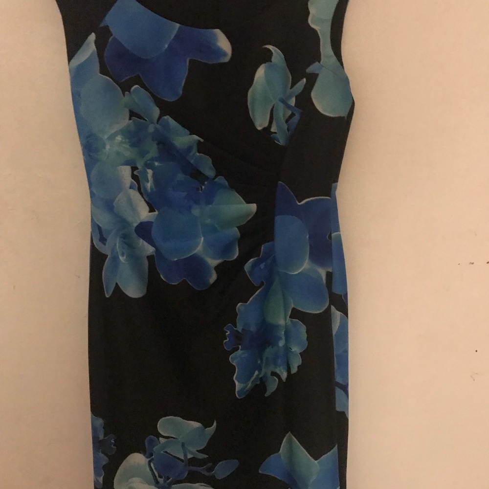 Black and royal blue floral dress